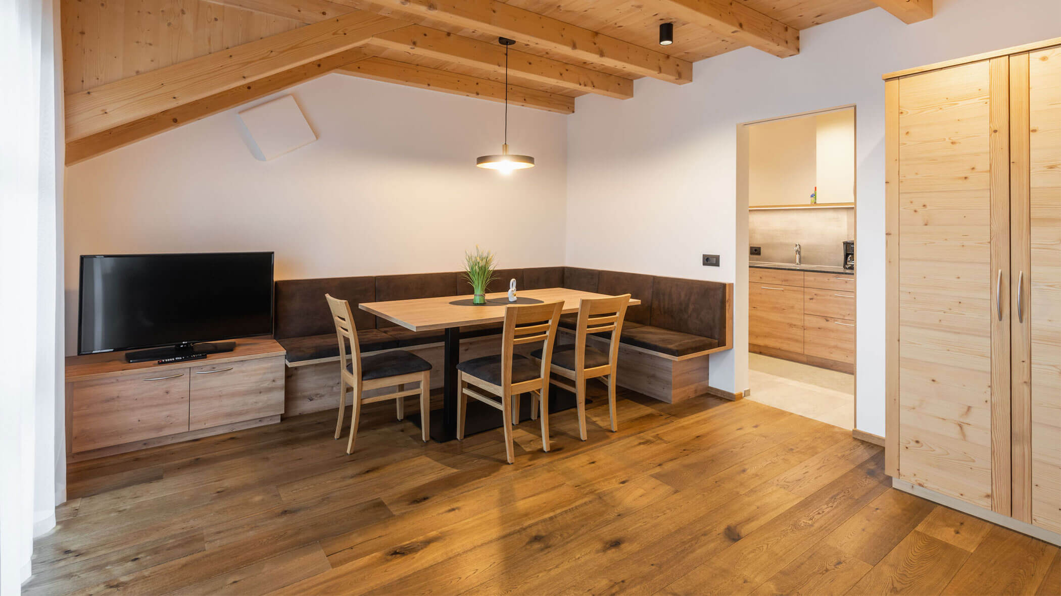 Dining area with view of the kitchen